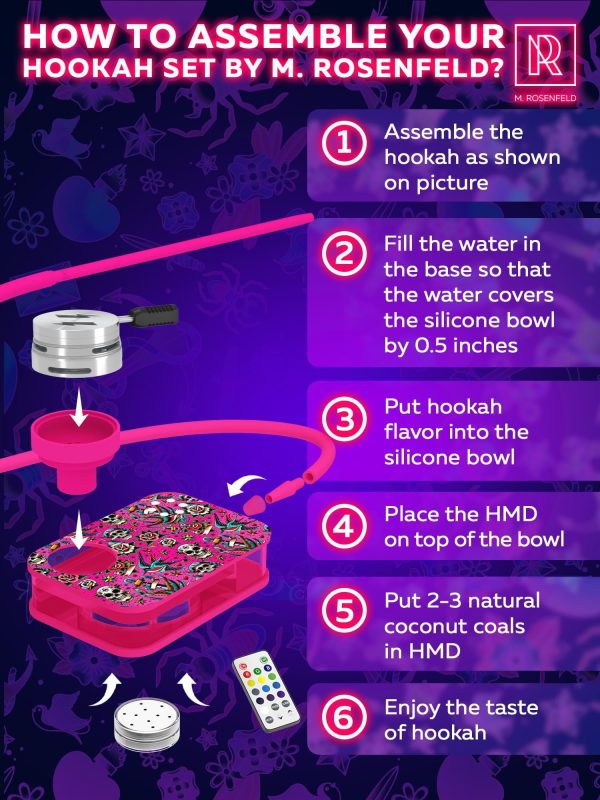 M. ROSENFELD Portable Hookah Set With Everything And Case   Premium Book Hookah with Tattoo Pattern - Image 7