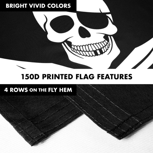 G128 Combo Pack: Flag Pole 6 FT Black Tangle Free & Pirate Jolly Roger Swords Flag 3x5ft 150D Printed Polyester - Image 5