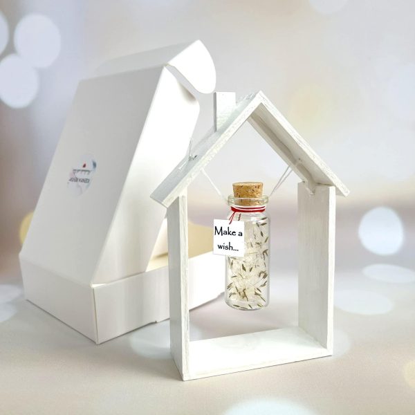 Tiny Magical Message in a Bottle Gift Idea   Classy Inspirational Gifts for Him and Her   Unique Presents for Women and Men (White Dandelion   Make a Wish in Wooden Frame) - Image 2