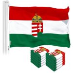 G128 10 Pack: Hungary Hungarian Coat of Arms Flag | 3x5 Ft | LiteWeave Pro Series Printed 300D Polyester | Country Flag, Vibrant Colors, Brass Grommets
