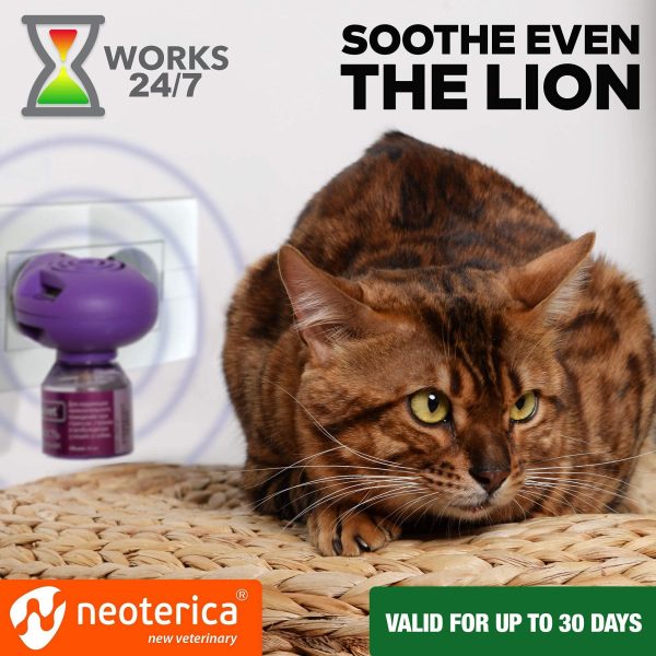 Calming Cat Diffuser Refill & Anti Anxiety Pet Products   Feline Calm Pheromones & Cats Comfort   Stress Relief Help with Pee New Zone Aggression Fighting with Dogs & Behavior Control - Image 4