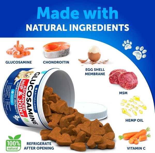 Glucosamine for Dogs   Hip and Joint Supplement for Dogs with Arthritis   Chews with Chondroitin Hemp Oil MSM   Canine Joint Pain Relief Health   Mobility Support for Large Breeds   120 Soft Treats - Image 2