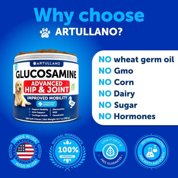 Glucosamine for Dogs   Hip and Joint Supplement for Dogs with Arthritis   Chews with Chondroitin Hemp Oil MSM   Canine Joint Pain Relief Health   Mobility Support for Large Breeds   120 Soft Treats - Image 5