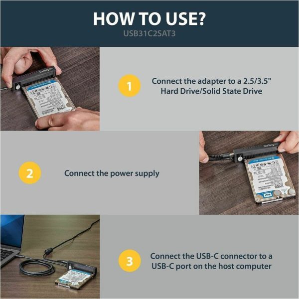 StarTech.com USB C to SATA Adapter Cable for 2.5"/3.5" SSD/HDD Drives - USB 3.1 (10Gbps) Hard Drive Adapter Cable - SATA USB adapter - Image 5