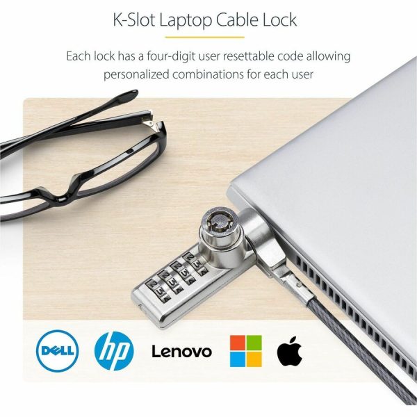 StarTech.com 10-Pack Dual-Access Laptop Lock, 6.5ft (2m) Keyed Alike and Combination Security Cable Lock for K-Slot Devices, Anti-Theft - Image 2