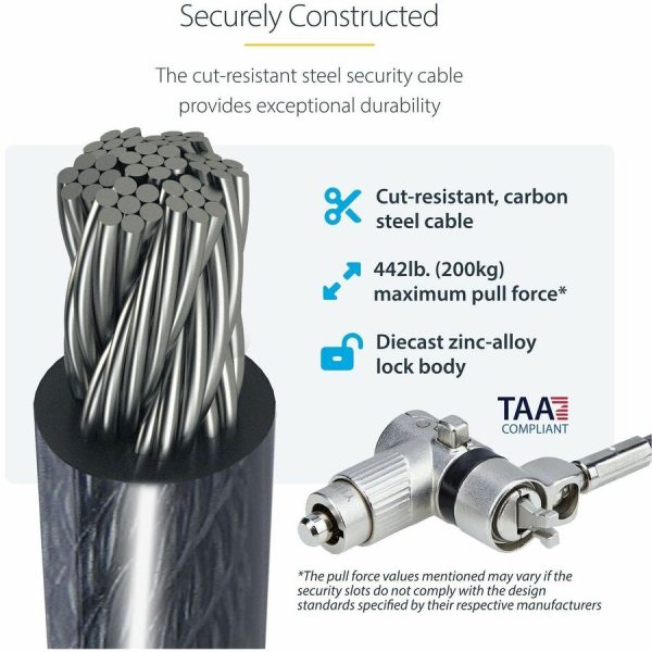 StarTech.com 10-Pack Dual-Access Laptop Lock, 6.5ft (2m) Keyed Alike and Combination Security Cable Lock for K-Slot Devices, Anti-Theft - Image 6