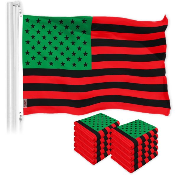 G128 10 Pack: Afro American Black Liberation BLM Flag | 3x5 Ft | LiteWeave Pro Series Printed 150D Poly | Indoor/Outdoor, Vibrant Color, Brass Grommets, Thicker and More Durable Than 100D Polyester