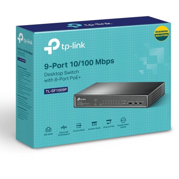 TP-Link TL-SF1009P - 9-Port 10/100Mbps Desktop Switch with 8-Port PoE+ - Image 4