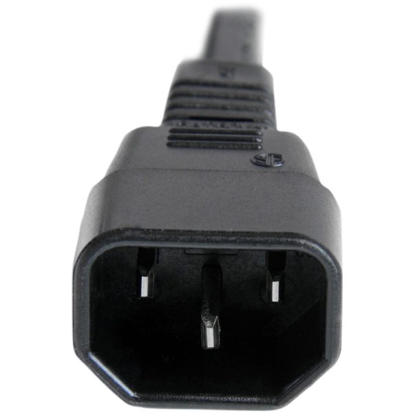 StarTech.com 6ft (1.8m) Heavy Duty Extension Cord, IEC C14 to IEC C15 Black Extension Cord, 15A 250V, 14AWG, Heavy Gauge Power Cable - Image 3