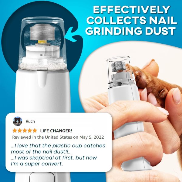 Dog Nail Grinder with LED Light Rechargeable Dog Nail Grinder for Large Dogs Medium & Small Dogs Professional Pet Nail Grinder for Dogs Quiet Soft Puppy Grooming Cat Nail Grinder Dog Nail Trimmer - Image 4