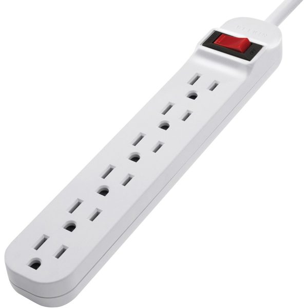 Belkin 6 Outlet Power Strip - 5 foot cord - White - Image 3