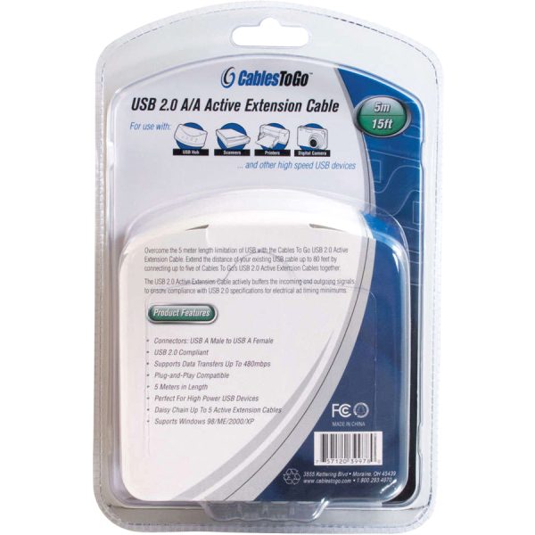 C2G 16.4ft USB Extension Cable - Active USB A to USB A Extension Cable - USB 2.0 - M/F - Image 5