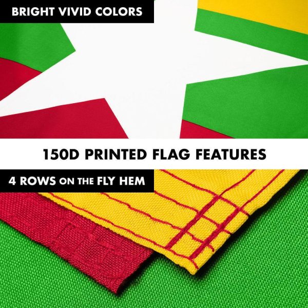 G128 Combo Pack: 6 Ft Tangle Free Spinning Flagpole (White) & Myanmar Flag 3x5 Ft Printed 150D Polyester, Brass Grommets (Flag Included) Aluminum Flag Pole - Image 5
