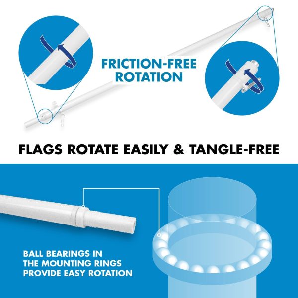 G128 Combo Pack: 6 Ft Tangle Free Spinning Flagpole (White) & Lebanon Flag 3x5 Ft Printed 150D Polyester, Brass Grommets (Flag Included) Aluminum Flag Pole - Image 9