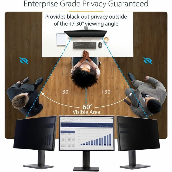 StarTech.com 24-inch 16:9 Computer Monitor Privacy Screen, Hanging Acrylic Filter, Monitor Screen Protector/Shield, +/- 30 Deg., Glossy - Image 2