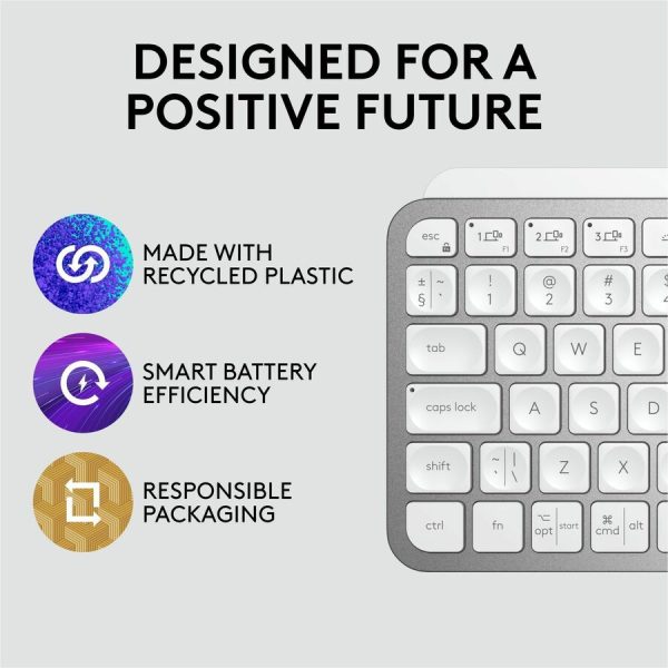Logitech MX Keys Mini Minimalist Wireless Illuminated Keyboard, Compact, Bluetooth, USB-C, Pale Gray - Image 5