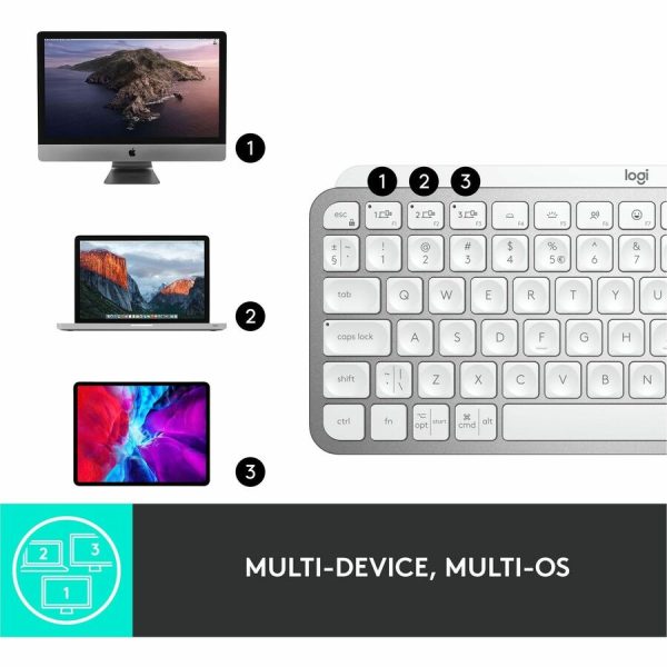 Logitech MX Keys Mini Minimalist Wireless Illuminated Keyboard, Compact, Bluetooth, USB-C, Pale Gray - Image 8