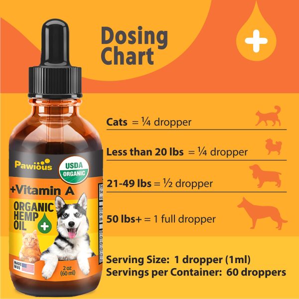 Hemp Oil for Dogs & Cats   Large 2oz Bottle Made in USA   Joint Pain and Anxiety Relief Arthritis Seizures   Calming Aid Supplement with Vitamins A C E and Omega 3 6 9 100% Organic Hemp - Image 5