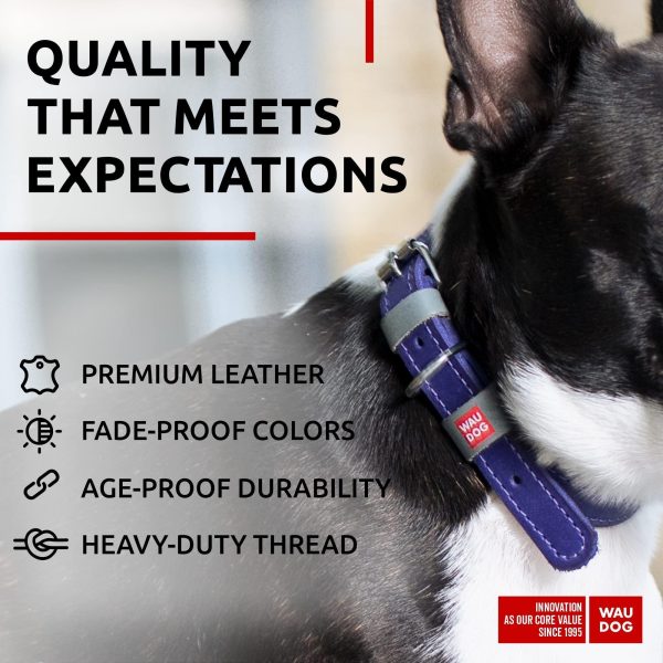 Long Lasting Leather Dog Collar for Large Dogs Medium & Small Dogs   Adjustable Classic Puppy Collars for Large Breed Dogs   Boy & Girl Dog Collars with Durable Buckle D Ring & QR Dog Tag - Image 4