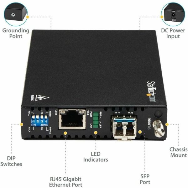 StarTech.com Gigabit Ethernet Copper-to-Fiber Media Converter - SM LC - 10 km - Ethernet Media Converter - GbE Converter - Image 4