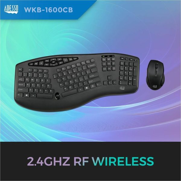Adesso TruForm Wireless Ergonomic Keyboard And Optical Mouse - Image 4