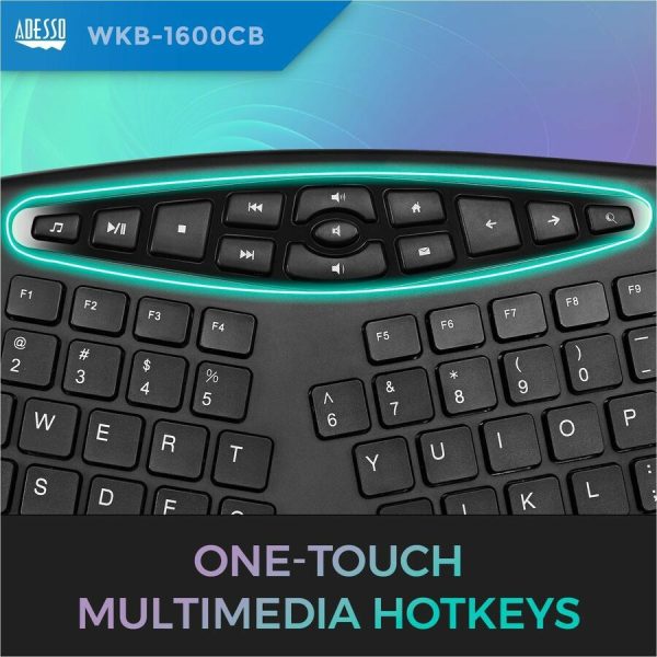 Adesso TruForm Wireless Ergonomic Keyboard And Optical Mouse - Image 8