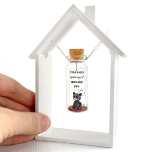 Cute Girlfriend and Boyfriend Gifts Personalized Anniversary Present for Her Him Custom Birthday Gift Idea for Women Men (Grey Cat I Love Every Meow ment Spent With You in Wooden Frame)