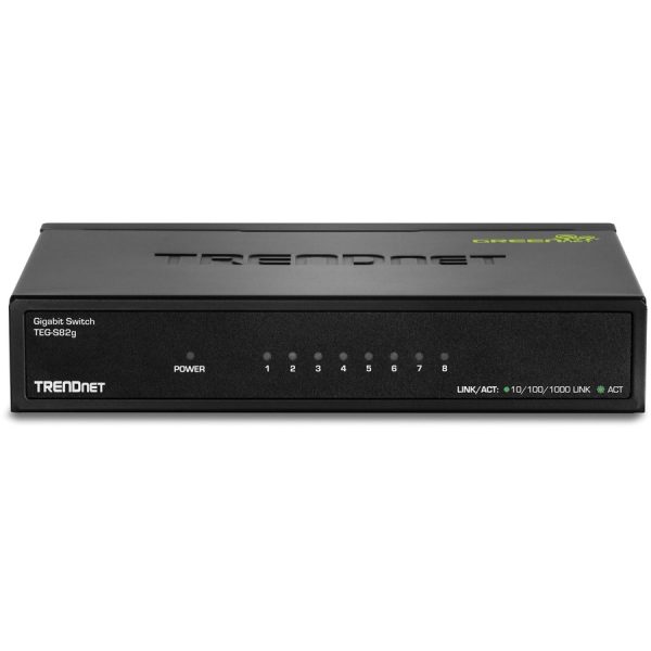 TRENDnet 8-Port Gigabit GREENnet Switch, Ethernet Network Switch, TEG-S82G, 8 x 10-100-1000 Mbps Gigabit Ethernet Ports, Ethernet Splitter, 16 Gbps, Metal, Lifetime Protection, Black - Image 6