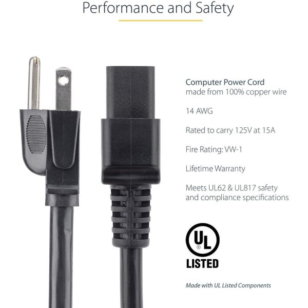 StarTech.com 6ft (1.8m) Heavy Duty Power Cord, NEMA 5-15P to C19, 15A 125V, 14AWG, Computer Power Cord, Heavy Gauge Power Cable - Image 5