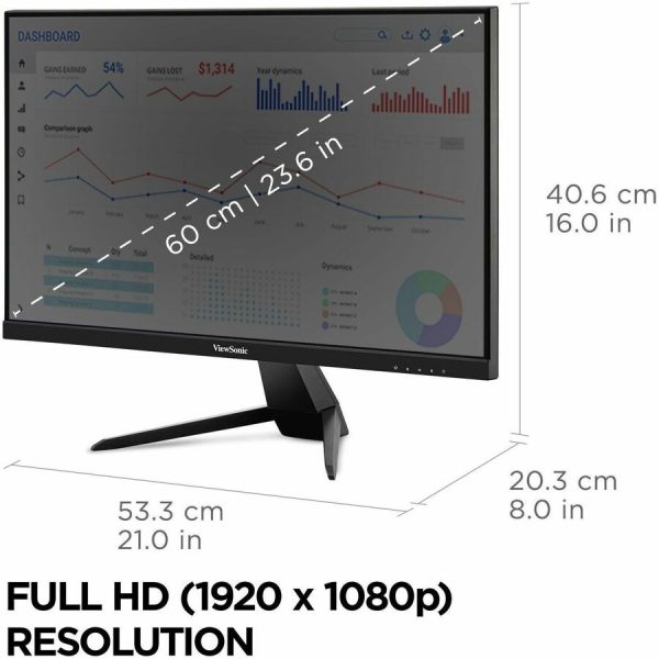 ViewSonic VX2467U 24 Inch 1080p Monitor with 65W USB C, Ultra-Thin Bezels, HDMI, and VGA input - Image 9