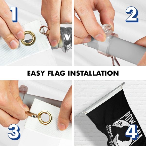 G128 - 6 Feet Tangle Free Spinning Flagpole (Silver) POW Brass Grommets Printed 3x5 ft (Flag Included) Aluminum Flag Pole - Image 7