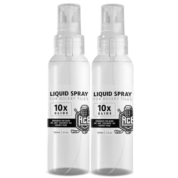 ACE HOCKEY Liquid Spray for Hockey Tiles (2X)   Increases Puck Glide on Synthetic Ice Surfaces   Improves Hockey Stickhandling Shooting and Passing Practices Experience