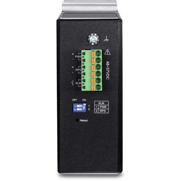 TRENDnet 12-Port Hardened Industrial Gigabit PoE+ Layer 2+ Managed DIN-Rail Switch, 240W Power Budget, Hardened IP30 Network Ethernet Gigabit PoE+ Switch, Lifetime Protection, Black, TI-PG1284i - Image 3