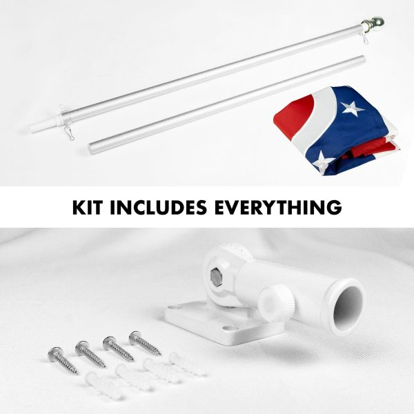 G128 Combo Pack: 5 Ft Tangle Free Aluminum Spinning Flagpole (Silver) & Ohio OH State Flag 2x3 Ft, ToughWeave Series Embroidered 300D Polyester | Pole with Flag Included - Image 2