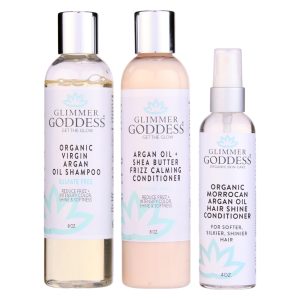Organic Argan Oil Hair Treatment Trio Hydrating Shampoo Deep Conditioner Hair Shine Spray