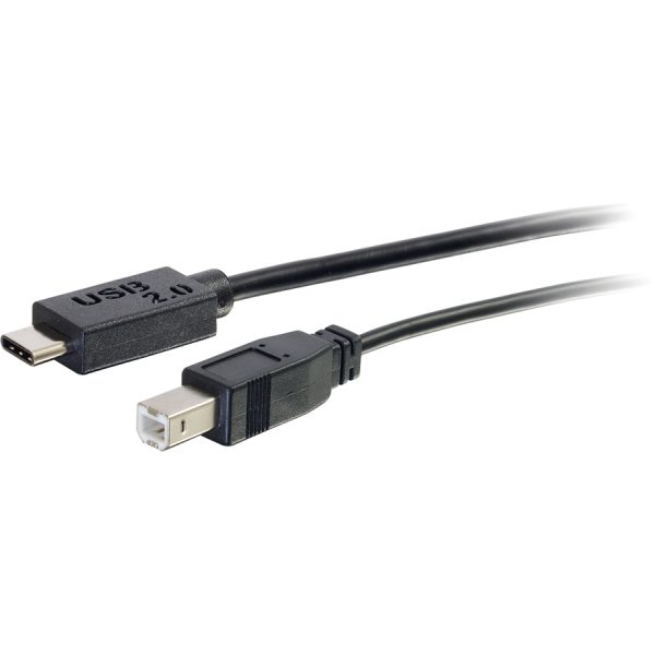 C2G 12ft USB C to USB B Cable - USB C to B Cable - USB 2.0 - 1A, 480Mbps - Black - M/M - Image 4