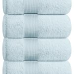 Resort Collection Soft Bath Towels | 28x55 Luxury Hotel Plush & Absorbent Cotton Bath Towel Large [4 Pack Light Blue]