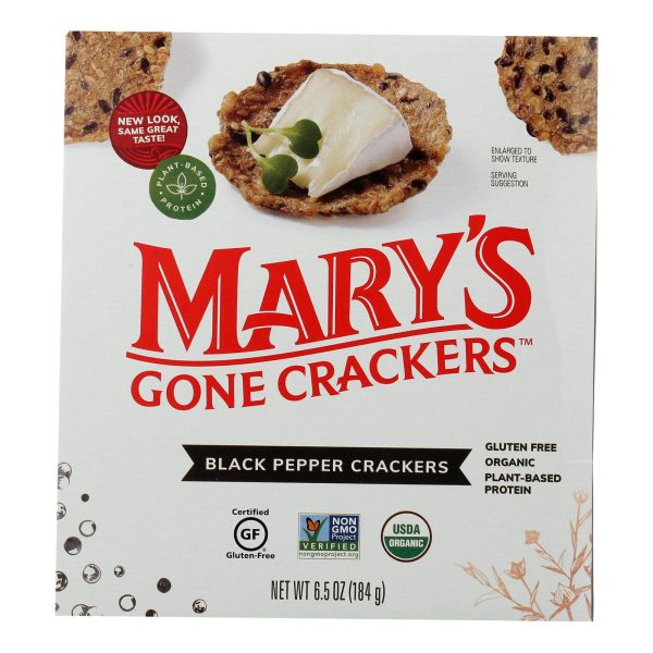 Mary's Gone Crackers Black Pepper Crackers  - Case of 6 - 6.5 OZ - Image 3
