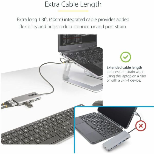 StarTech.com USB-C Multiport Adapter w/Attached USB-C to USB-A Dongle, Dual HDMI 4K/1080, 3x USB, Mini Laptop Docking Station, Travel Dock - Image 5