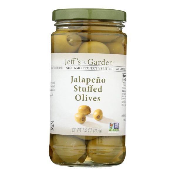 Jeff's Natural Jeff's Natural Jalapeno Stuffed Olives - Jalapeno Stuffed Olives - Case of 6 - 7.5 oz. - Image 3