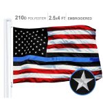 Blue Lives Matter Flag 210D Embroidered Polyester 2.5x4 Ft
