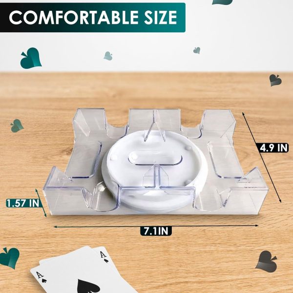 Card Holders for Playing Cards   360° Dual Deck Revolving Card Holder Stand Phase 10 Card Game Holder Uno Card Game Plastic Tray   Clear Card Holder for Poker Tables Playing Card Holders for Adults - Image 2