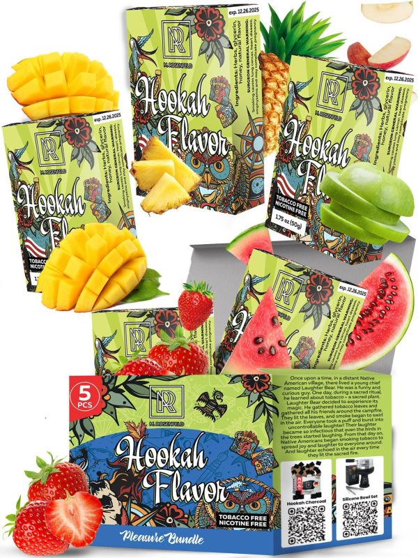 Pleasure Hookah Flavors Set   5 x 50g non tobacco hookah flavor for your Hookah Bowl (Sweet watermelon   Double apple   Mango   Pineapple   Strawberry) Hookah Bundle Pack of 5   Try these Tobacco Free Shisha