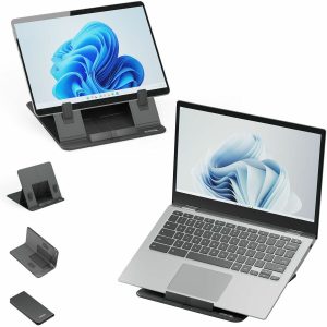 Plugable Drawing Tablet Stand Folio, Portable Foldable Laptop Stand with 4 Adjustable Angles