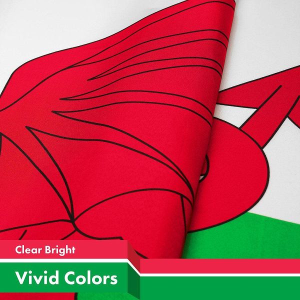 G128 Wales Welsh Flag | 3x5 Ft | Printed 150D Polyester - Indoor/Outdoor, Vibrant Colors, Brass Grommets, Quality Polyester, Much Thicker More Durable Than 100D 75D Polyester - Image 3