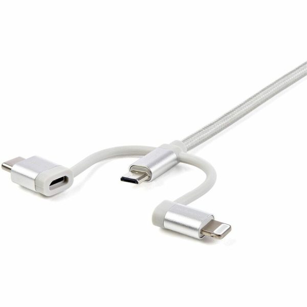 StarTech.com 6ft (1.8m) USB Multi-Charging Cable, USB-A to Lightning/USB-C/Micro-USB, Apple MFi Certified, Braided Nylon Jacket; USB 3-in-1 Charger Cable/Cord - Image 2