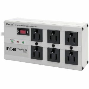 Eaton Tripp Lite Series Isobar 6-Outlet Surge Protector, 6 ft. Cord with Right-Angle Plug, 3330 Joules, Diagnostic LEDs, Metal Housing