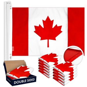 G128 10 Pack: Canada Canadian Flag | 3x6 Ft | Double ToughWeave Series Double Sided Embroidered 210D Polyester | Country Flag, Embroidered Design, Indoor/Outdoor, Brass Grommets, Heavy Duty, 3-ply