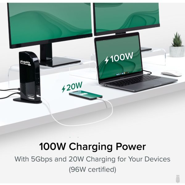Plugable 13-in-1 USB-C Triple Monitor Docking Station with 100W Charging, Compatible with Windows, Mac, and Chrome with Thunderbolt 3 / 4 or USB-C - Image 4