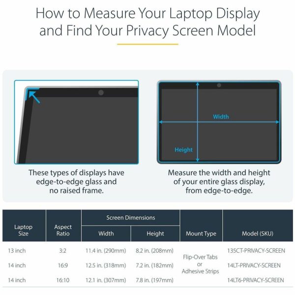 StarTech.com 13.5in 3:2 Touch Privacy Screen, Laptop Security Shield, Anti-Glare Blue Light Filter Flip-Over - Image 6